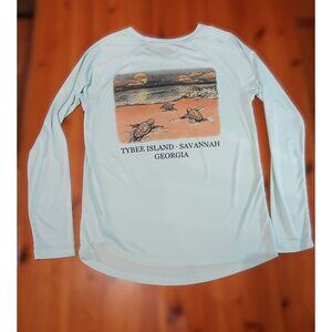 Tybee Island Turtle Hatchlings Ocean Beach Rash Guard Shirt Savannah GA Medium